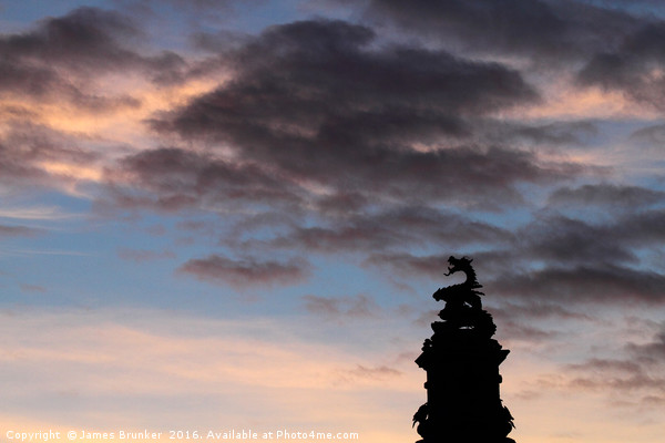 Welsh Dragon at Sunset Picture Board by James Brunker