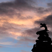 Buy canvas prints of Welsh Dragon at Sunset by James Brunker