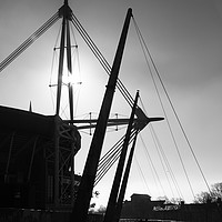 Buy canvas prints of Millennium Stadium in Monochrome Cardiff by James Brunker