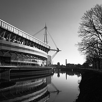 Buy canvas prints of Millennium Stadium And River Taff Cardiff by James Brunker