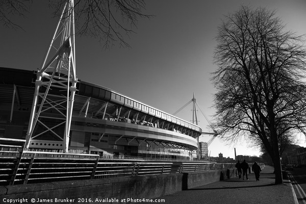 Millennium Stadium in Black and White Cardiff  Picture Board by James Brunker