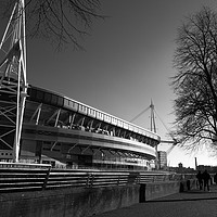 Buy canvas prints of Millennium Stadium in Black and White Cardiff  by James Brunker