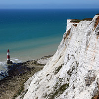 Buy canvas prints of Beachy Head Cliffs and Lighthouse Sussex by James Brunker