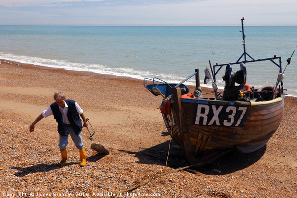 Fisherman returning home Hastings East Sussex Picture Board by James Brunker