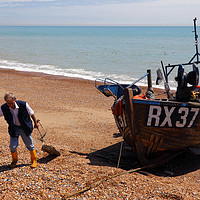 Buy canvas prints of Fisherman returning home Hastings East Sussex by James Brunker