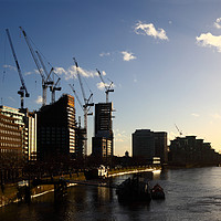 Buy canvas prints of Building Sites along River Thames London by James Brunker