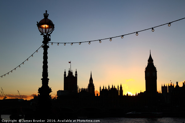 London Sunset Silhouettes Picture Board by James Brunker