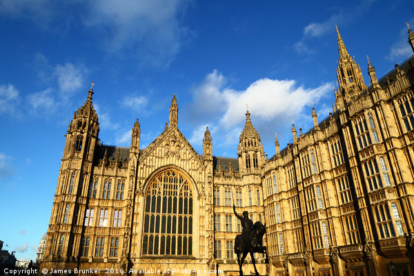 Richard I statue and Houses of Parliament London Picture Board by James Brunker