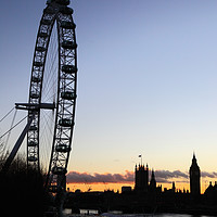 Buy canvas prints of Millennium Wheel River Thames and London Skyline by James Brunker