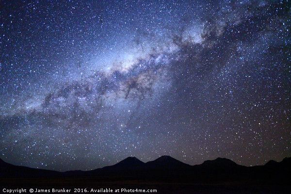 Milky Way above the Payachatas Volcanos Bolivia Picture Board by James Brunker