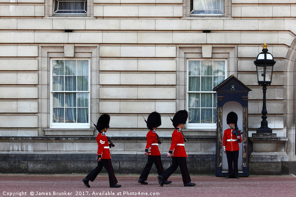 Changing of the Guard outside Buckingham Palace Picture Board by James Brunker