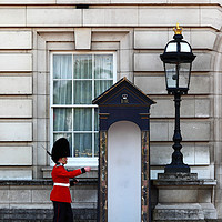 Buy canvas prints of Scots Guard Arrving Home Buckingham Palace by James Brunker