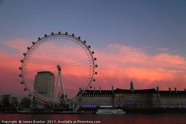 Millennium Wheel and South Bank at Sunset Picture Board by James Brunker