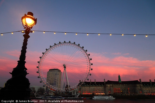 View Across River Thames to South Bank at Sunset Picture Board by James Brunker