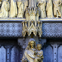 Buy canvas prints of Mary and Jesus Great North Door Westminster Abbey by James Brunker