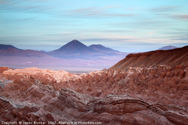 Atacama Desert and Volcanos at Sunset Chile Picture Board by James Brunker