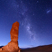 Buy canvas prints of Pacana Monks and Milky Way Atacama Desert Chile by James Brunker