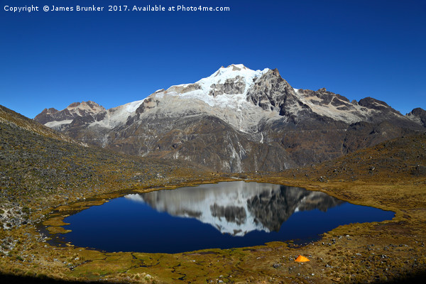 Mt Huayna Potosi Reflections and Lake Bolivia Picture Board by James Brunker
