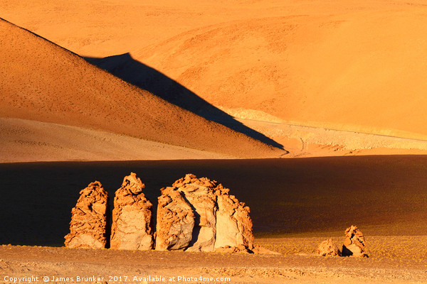Moais de Tara at Sunrise Atacama Desert Chile Picture Board by James Brunker