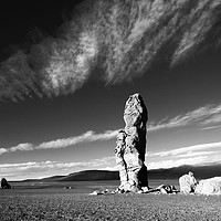 Buy canvas prints of Moais de Tara Rock Formations in Monochrome Chile by James Brunker