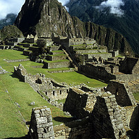 Buy canvas prints of Inca House and Main Plaza in Machu Picchu Peru by James Brunker