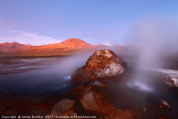 Geyser at El Tatio at Twilight Chile Picture Board by James Brunker