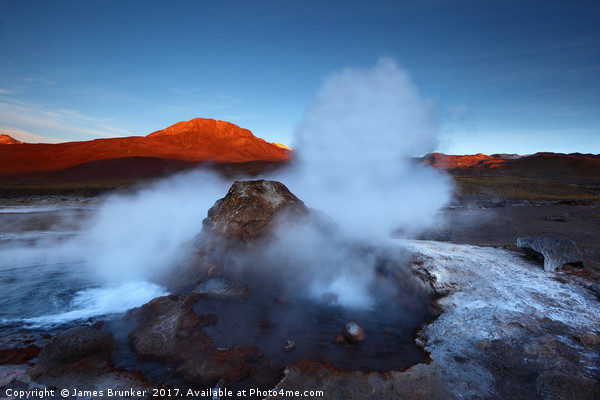 El Tatio Geyser Field at Sunset Chile Picture Board by James Brunker
