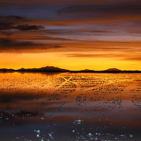 Buy canvas prints of Golden Sunset on the Salar de Uyuni Bolivia by James Brunker