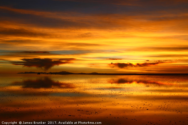 Sunset Reflections on the Salar de Uyuni Bolivia Picture Board by James Brunker