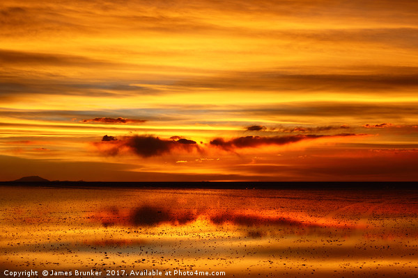 Sunset Reflected on the Salar de Uyuni Bolivia Picture Board by James Brunker