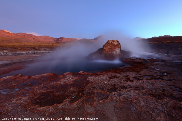 El Tatio Geyser Field at Twilight Chile Picture Board by James Brunker