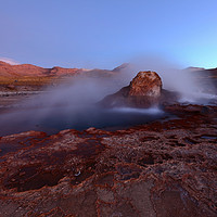 Buy canvas prints of El Tatio Geyser Field at Twilight Chile by James Brunker