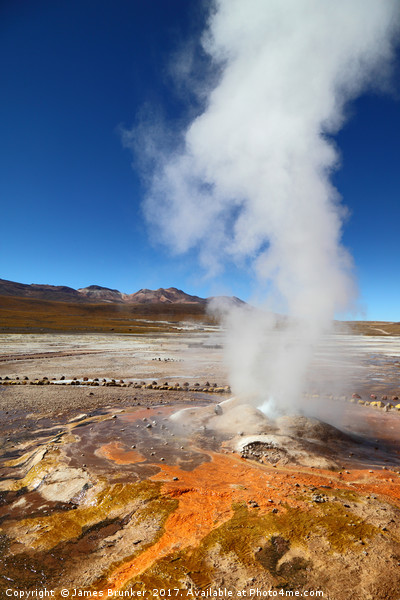 Geyser and mineral Deposits at El Tatio Chile Picture Board by James Brunker