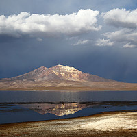 Buy canvas prints of Stormy Skies Over Lake Chungara in Northern Chile by James Brunker