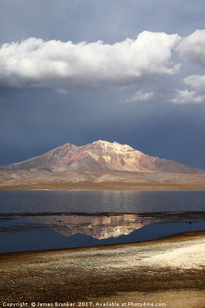 Stormy Skies Over Lake Chungara Chile Vertical Picture Board by James Brunker