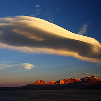 Buy canvas prints of Lenticular Cloud Above the Andes at Sunset Chile by James Brunker