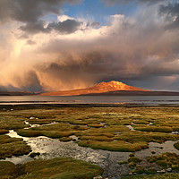 Buy canvas prints of Stormy Skies Over Lauca National Park Chile by James Brunker