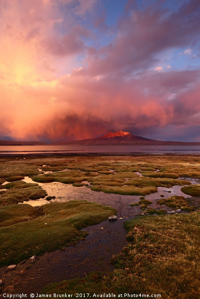 Stormy Sunset Over Lauca National Park Chile Picture Board by James Brunker