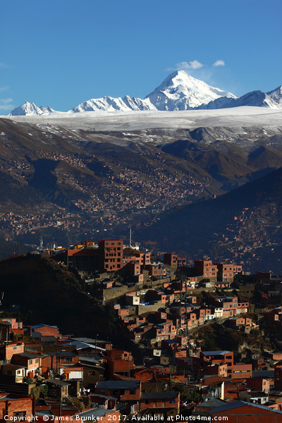 Vertical View of La Paz and Huayna Potosi Bolivia Picture Board by James Brunker