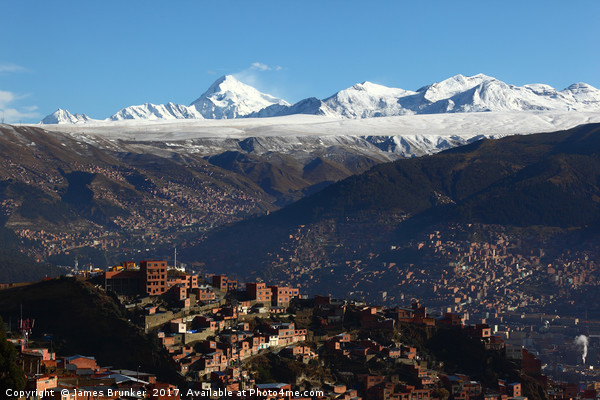 Panorama of La Paz and Mt Huayna Potosi Bolivia Picture Board by James Brunker