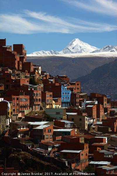 Suburbs of La Paz and Mt Huayna Potosi Bolivia Picture Board by James Brunker