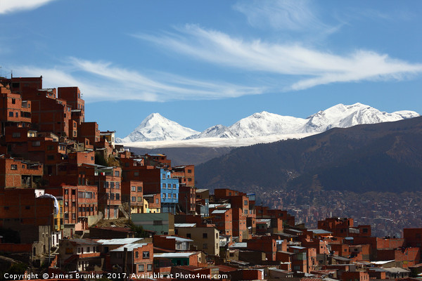Suburbs of La Paz and Cordillera Real Bolivia Picture Board by James Brunker