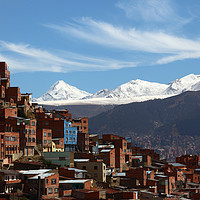 Buy canvas prints of Suburbs of La Paz and Cordillera Real Bolivia by James Brunker