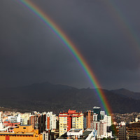 Buy canvas prints of Rainbow Above La Paz CIty Centre Bolivia by James Brunker