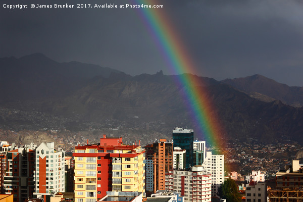 Rainy Season Rainbow Over La Paz City Bolivia Picture Board by James Brunker