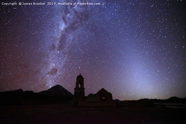 Milky Way Zodiacal Light and Mt Sajama Bolivia Picture Board by James Brunker