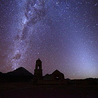 Buy canvas prints of Milky Way Zodiacal Light and Mt Sajama Bolivia by James Brunker