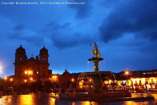Plaza de Armas at Twilight Cusco Peru Picture Board by James Brunker