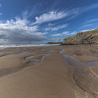 Buy canvas prints of Scallops in the Sand at Mewslade Beach by Jo Evans