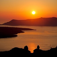 Buy canvas prints of Sunset over Thirasia by Nymm Gratton